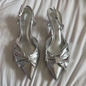 Silver Bow Kitten Heels - Schutz Women’s 9